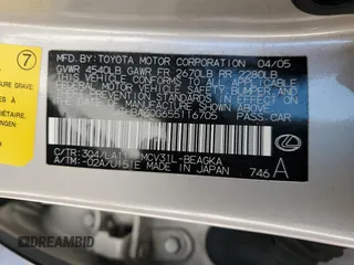 2005 Lexus ES 330 with VIN JTHBA30G655116705, listed as a Copart auction lot 49739605 with 74,077 mi miles and Salvage Title. Bid and sale history available at carsss.com. Image 13.