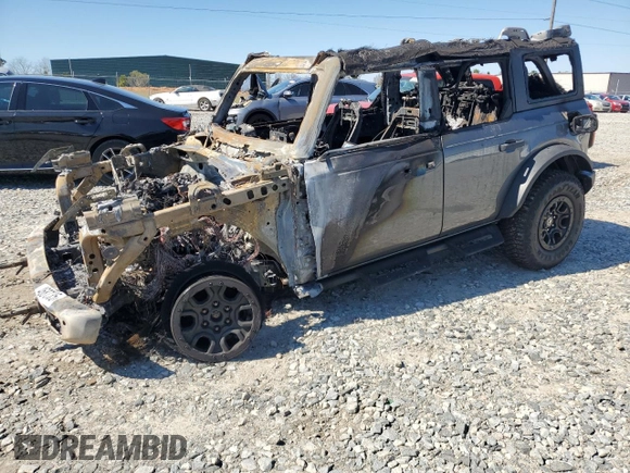 2023 Ford Bronco with VIN 1FMEE5DP0PLA82957, listed as a Copart auction lot 46876635 with Not Provided miles and Non Repairable. Bid and sale history available at carsss.com. Image 1.