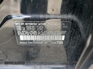 2017 Mitsubishi Mirage ES with VIN ML32A3HJ6HH016319, listed as a Copart auction lot 53732925 with 177,388 mi miles and Salvage title. Bid and sale history available at DreamBid. Image 12.