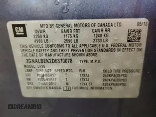 2013 Chevrolet Equinox LS with VIN 2GNALBEK2D6370078, listed as a Copart auction lot 46510785 with 179,921 mi miles and Clean Title. Bid and sale history available at DreamBid. Image 14.