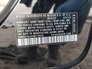 2015 Volkswagen Jetta Sedan 1.8T SE with VIN 3VWD07AJ3FM310549, listed as a Copart auction lot 44537835 with 138,161 mi miles and Salvage Title. Bid and sale history available at carsss.com. Image 14.