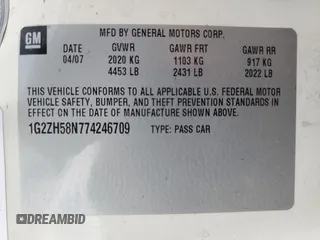 2007 Pontiac G6 GT with VIN 1G2ZH58N774246709, listed as a Copart auction lot 63787135 with 129,956 mi miles and Salvage title. Bid and sale history available at DreamBid. Image 13.
