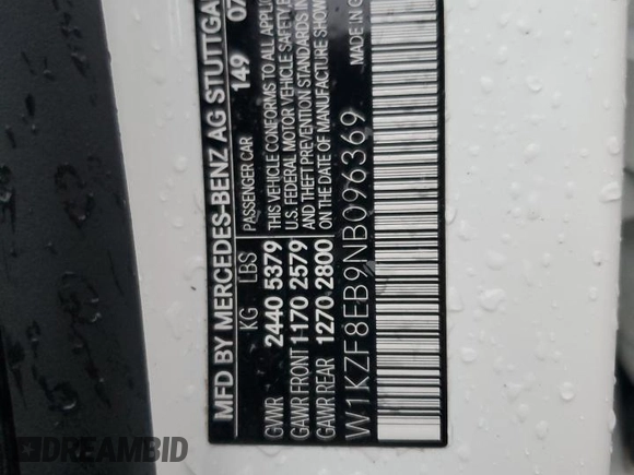 2022 Mercedes-Benz E 350 z VIN W1KZF8EB9NB096369, wystawiony jako Copart lot #84892204 z przebiegiem 28 379 mil mil oraz Szkoda całkowita • Salvage title. Historia ofert i sprzedaży dostępna na DreamBid. Obrazek 12.