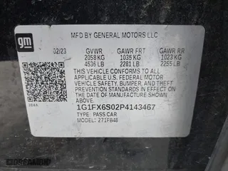 2023 Chevrolet Bolt EV 2LT with VIN 1G1FX6S02P4143467, listed as a IAAI auction lot 41607322 with 95,398 mi miles. Bid and sale history available at carsss.com. Image 9.