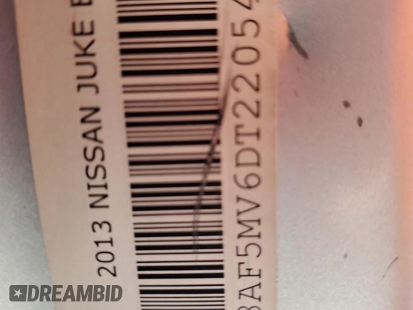 2013 Nissan Juke SL with VIN JN8AF5MV6DT220547, listed as a Copart auction lot 43842625 with 127,701 mi miles and Salvage Title. Bid and sale history available at DreamBid. Image 14.
