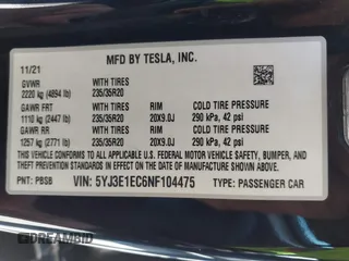 2022 Tesla Model 3 Performance with VIN 5YJ3E1EC6NF104475, listed as a IAAI auction lot 41734724 with 31,717 mi miles and . Bid and sale history available at carsss.com. Image 9.