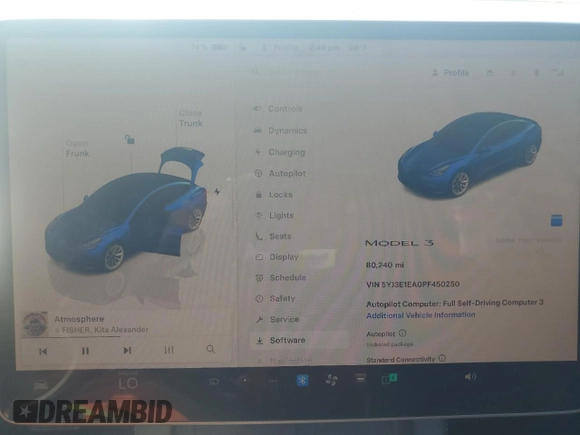 2023 Tesla Model 3 z VIN 5YJ3E1EA0PF450250, wystawiony jako Copart lot #64609205 z przebiegiem 80 240 mil mil oraz Czysty tytuł • Clean title. Historia ofert i sprzedaży dostępna na DreamBid. Obrazek 9.