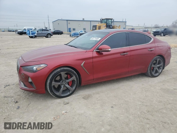 2019 Genesis G70 Advanced with VIN KMTG34LE2KU017271, listed as a Copart auction lot 45771455 with 114,707 mi miles and Salvage title. Bid and sale history available at DreamBid. Image 1.