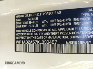 2019 Porsche Macan S с VIN WP1AB2A57KLB30457, выставлен на аукционе IAAI как лот 41434892 с пробегом 28 141 миль миль и . История ставок и продаж доступна на DreamBid. Изображение 9.