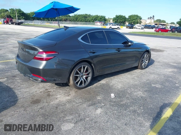 2025 Genesis G70 2.5T with VIN KMTG34SC7SU156246, listed as a IAAI auction lot 42788575 with 7,842 mi miles and . Bid and sale history available at DreamBid. Image 4.