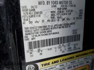 2012 Ford Expedition Max Limited with VIN 1FMJK1K56CEF46902, listed as a Copart auction lot 79337104 with 72,433 mi miles and Salvage Title. Bid and sale history available at DreamBid. Image 13.