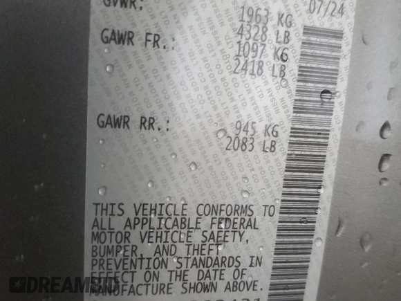 2025 Nissan Altima SV z VIN 1N4BL4DV0SN302431, wystawiony jako Copart lot #59400875 z przebiegiem 13 478 mil mil oraz Szkoda całkowita • Salvage title. Historia ofert i sprzedaży dostępna na DreamBid. Obrazek 12.