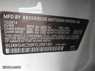 2015 BMW X5 xDrive35d with VIN 5UXKS4C59F0J99185, listed as a IAAI auction lot 41783451 with 78,148 mi miles. Bid and sale history available at carsss.com. Image 9.