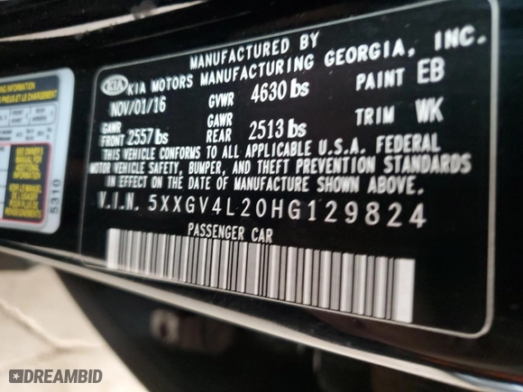 2017 Kia Optima SX Limited with VIN 5XXGV4L20HG129824, listed as a Copart auction lot 43150685 with 130,584 mi miles and Salvage Title. Bid and sale history available at carsss.com. Image 14.