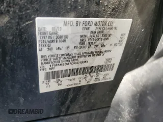 2013 Ford Explorer XLT with VIN 1FM5K8D87DGC15351, listed as a Copart auction lot 54442975 with 167,584 mi miles and Clean Title. Bid and sale history available at DreamBid. Image 13.