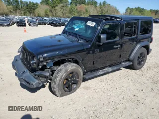 2021 Jeep Wrangler Unlimited Sport S with VIN 1C4HJXDN9MW870458, listed as a Copart auction lot 54887655 with 29,467 mi miles and Salvage title. Bid and sale history available at DreamBid. Image 1.