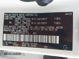 2023 Lexus GX 460 Luxury with VIN JTJGM7BX2P5361715, listed as a IAAI auction lot 42395011 with 25,629 mi miles and . Bid and sale history available at DreamBid. Image 9.