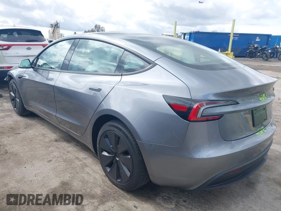 2024 Tesla Model 3 with VIN 5YJ3E1EAXRF859360, listed as a IAAI auction lot 41725898 with 3,693 mi miles. Bid and sale history available at carsss.com. Image 3.