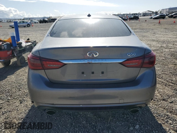 2021 Infiniti Q50 Pure with VIN JN1EV7AP5MM706121, listed as a Copart auction lot 53731965 with 76,603 mi miles and Salvage Title. Bid and sale history available at DreamBid. Image 6.