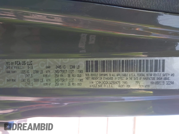 2018 Jeep Wrangler Unlimited Sport S с VIN 1C4HJXDGXJW280475, выставлен на аукционе IAAI как лот 42084746 с пробегом 93 228 миль миль и . История ставок и продаж доступна на DreamBid. Изображение 9.