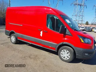 2023 Ford Transit Cargo with VIN 1FTBR1C88PKB51687, listed as a IAAI auction lot 41633028 with 19,577 mi miles. Bid and sale history available at carsss.com. Image 1.