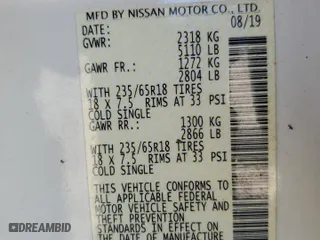 2019 Nissan Murano SV with VIN 5N1AZ2MJ9KN165555, listed as a Copart auction lot 48210155 with 65,818 mi miles and Salvage Title. Bid and sale history available at carsss.com. Image 15.