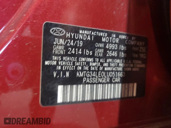 2020 Genesis G70 3.3T z VIN KMTG34LE0LU051663, wystawiony jako Copart lot #54016285 z przebiegiem 62 262 mil mil oraz Szkoda całkowita • Salvage title. Historia ofert i sprzedaży dostępna na DreamBid. Obrazek 12.