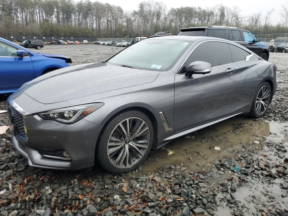 2021 Infiniti Q60 Luxe with VIN JN1EV7KL6MM470350, listed as a Copart auction lot 84838574 with 27,374 mi miles and Salvage title. Bid and sale history available at DreamBid. Image 1.