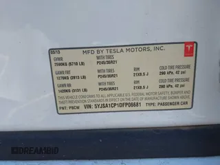 2013 Tesla Model S Performance с VIN 5YJSA1CP1DFP06681, выставлен на аукционе IAAI как лот 42438892 с пробегом 108 926 миль миль и . История ставок и продаж доступна на DreamBid. Изображение 9.