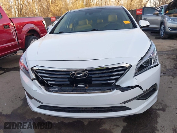 2015 Hyundai Sonata Limited with VIN 5NPE34AF6FH095392, listed as a IAAI auction lot 41813547 with 75,513 mi miles and . Bid and sale history available at carsss.com. Image 6.