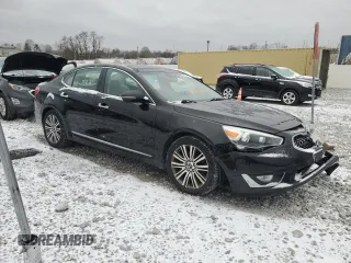 2014 Kia Cadenza Premium with VIN KNALN4D75E5145832, listed as a Copart auction lot 47038625 with 120,013 mi miles and Salvage Title. Bid and sale history available at carsss.com. Image 4.