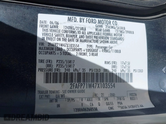 2007 Ford Police Interceptor с VIN 2FAFP71W47X103554, выставлен на аукционе IAAI как лот 41565806 с пробегом 148 429 миль миль и . История ставок и продаж доступна на DreamBid. Изображение 9.
