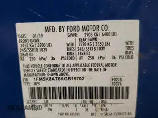 2019 Ford Police Interceptor Utility z VIN 1FM5K8AT6KGB15702, wystawiony jako Copart lot #47269055 z przebiegiem 106 958 mil mil oraz Czysty tytuł • Clean title. Historia ofert i sprzedaży dostępna na DreamBid. Obrazek 14.