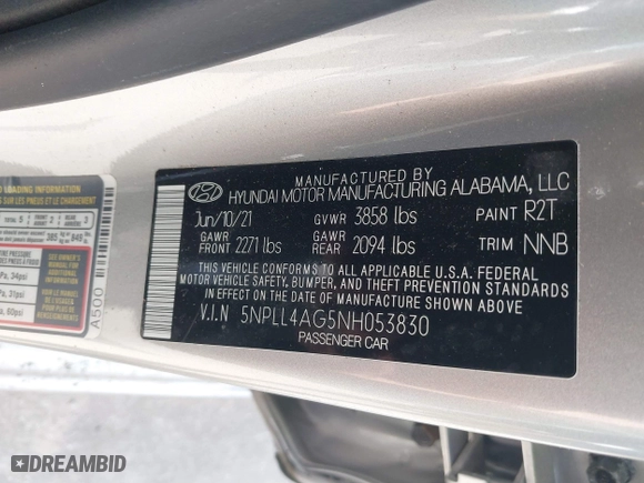 2022 Hyundai Elantra SE with VIN 5NPLL4AG5NH053830, listed as a IAAI auction lot 40403330 with 25,427 mi miles. Bid and sale history available at carsss.com. Image 9.