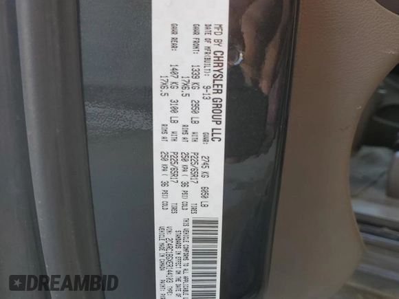 2014 Chrysler Town & Country Touring z VIN 2C4RC1BGXER144103, wystawiony jako Copart lot #54843175 z przebiegiem 113 166 mil mil oraz Szkoda całkowita • Salvage title. Historia ofert i sprzedaży dostępna na DreamBid. Obrazek 13.