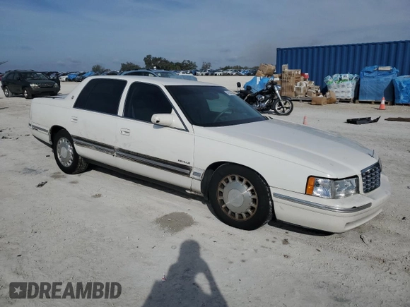 1998 Cadillac DeVille with VIN 1G6KD54Y7WU721351, listed as a Copart auction lot 42990425 with 98,666 mi miles and Salvage Title. Bid and sale history available at carsss.com. Image 4.