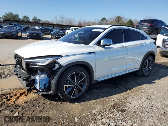 2024 Infiniti QX55 Sensory with VIN 3PCAJ5LR7RF112348, listed as a Copart auction lot 87254614 with 14,051 mi miles and Salvage Title. Bid and sale history available at DreamBid. Image 1.