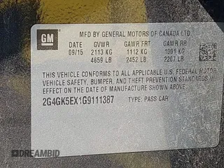 2016 Buick Regal with VIN 2G4GK5EX1G9111387, listed as a IAAI auction lot 42190399 with 87,237 mi miles. Bid and sale history available at carsss.com. Image 9.