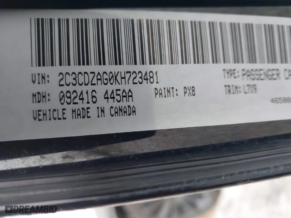 2019 Dodge Challenger SXT with VIN 2C3CDZAG0KH723481, listed as a IAAI auction lot 41631273 with 111,412 mi miles. Bid and sale history available at carsss.com. Image 9.