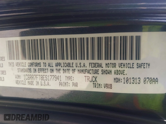2014 Ram 1500 Express z VIN 1C6RR7FT8ES177941, wystawiony jako IAAI lot #41752264 z przebiegiem 144 400 mil mil oraz . Historia ofert i sprzedaży dostępna na DreamBid. Obrazek 9.