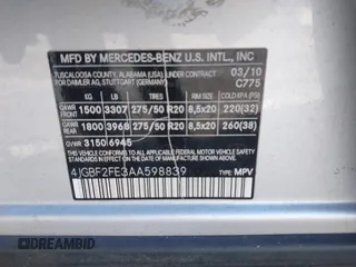 2010 Mercedes-Benz GL 350 z VIN 4JGBF2FE3AA598839, wystawiony jako IAAI lot #41314570 z przebiegiem 167 418 mil mil oraz . Historia ofert i sprzedaży dostępna na DreamBid. Obrazek 9.