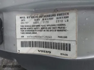 1998 Volvo S90 with VIN YV1KS9600W1129240, listed as a IAAI auction lot 41564419 with 131,225 mi miles. Bid and sale history available at carsss.com. Image 9.