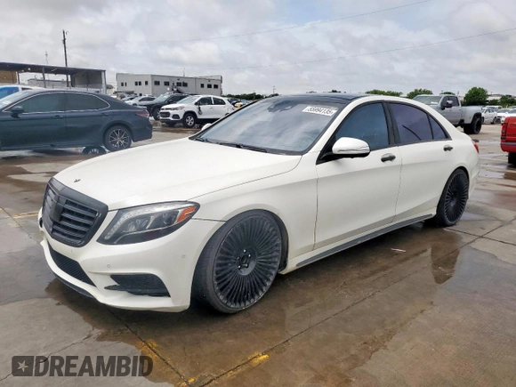2015 Mercedes-Benz S 550 with VIN WDDUG8CB5FA146265, listed as a Copart auction lot 55994135 with 124,606 mi miles and Clean Title. Bid and sale history available at carsss.com. Image 1.