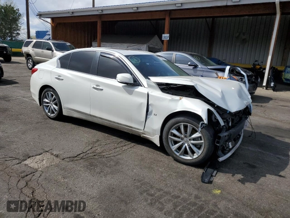 2014 Infiniti Q50 Premium with VIN JN1BV7AP0EM677325, listed as a Copart auction lot 47006435 with 137,238 mi miles and Salvage Title. Bid and sale history available at carsss.com. Image 4.