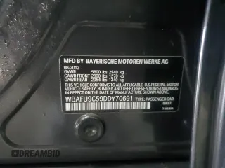 2013 BMW 5 Series 550i xDrive with VIN WBAFU9C59DDY70691, listed as a Copart auction lot 87702305 with 225,677 mi miles and Salvage Title. Bid and sale history available at carsss.com. Image 12.