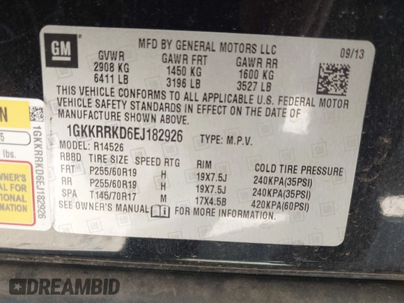 2014 GMC Acadia SLT with VIN 1GKKRRKD6EJ182926, listed as a IAAI auction lot 41871859 with 167,941 mi miles. Bid and sale history available at carsss.com. Image 9.