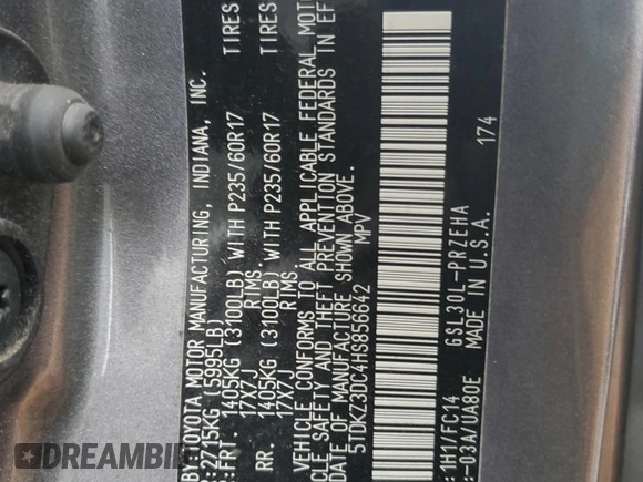2017 Toyota Sienna LE Auto Access Seat with VIN 5TDKZ3DC4HS856642, listed as a Copart auction lot 43782355 with Not Provided miles and Salvage Title. Bid and sale history available at DreamBid. Image 12.