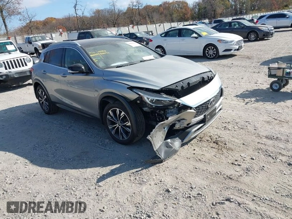 2019 Infiniti QX30 Luxe with VIN SJKCH5CRXKA011966, listed as a IAAI auction lot 40800082 with 56,138 mi miles and . Bid and sale history available at DreamBid. Image 1.