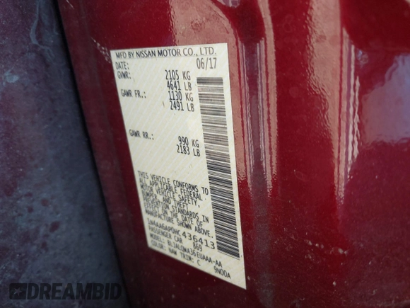 2017 Nissan Maxima Platinum with VIN 1N4AA6AP0HC436413, listed as a IAAI auction lot 41760711 with 43,926 mi miles and . Bid and sale history available at DreamBid. Image 9.
