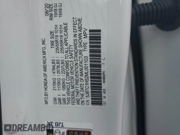 2021 Acura RDX w/Technology Package with VIN 5J8TC1H52ML001103, listed as a Copart auction lot 73823324 with Not Provided miles and Salvage Title. Bid and sale history available at carsss.com. Image 14.